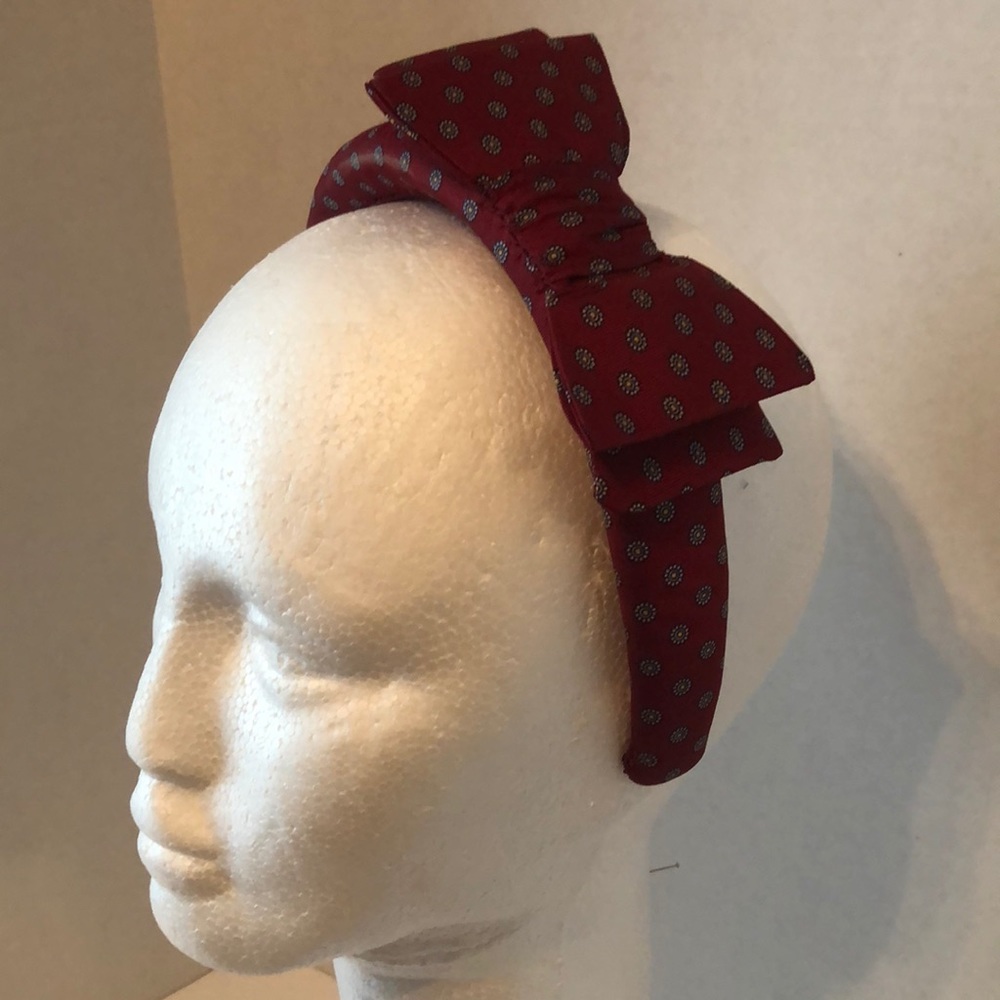 Upcycled RL silk tie bow tie headband